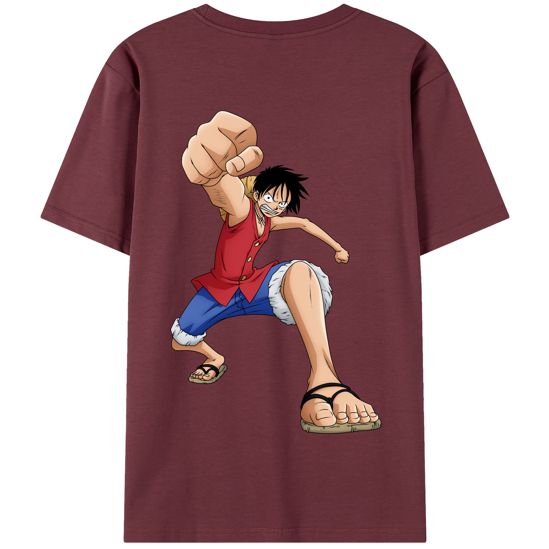 ワンピース モンキー・D・ルフィ ONE PIECE Monkey D. Luffy 綿100％半袖Tシャツ（背面プリント）